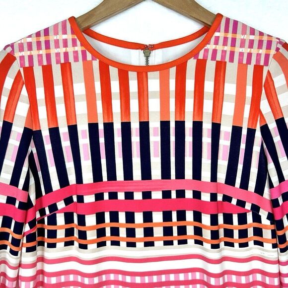 Eliza J Sz 4 Geometric Striped Shift Dress Colorful Stretch Career Spring Event - Picture 2 of 10